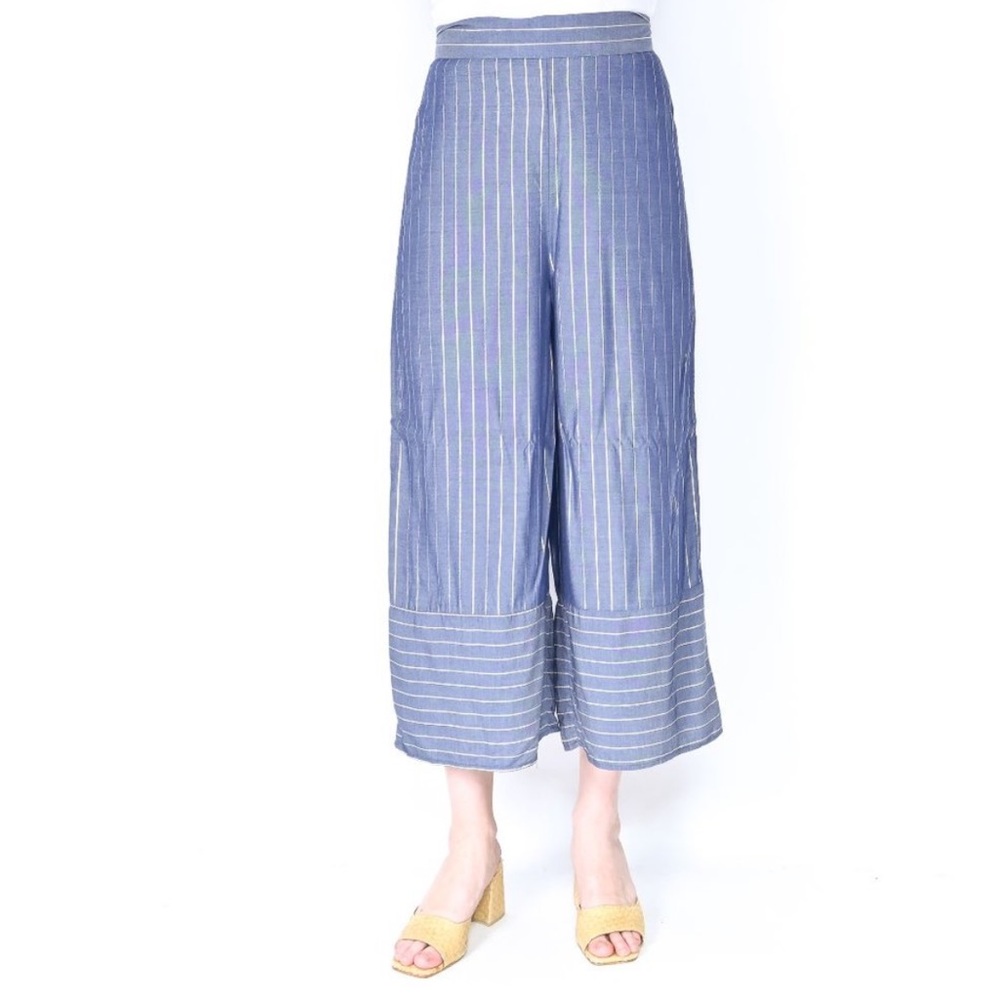 Amanda Uprichard Ravine Blue Pant with Metallic Stripes